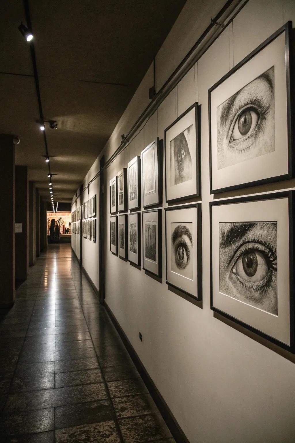 Elegant monochrome eye snaps introducing classic sophistication to the entrance area.