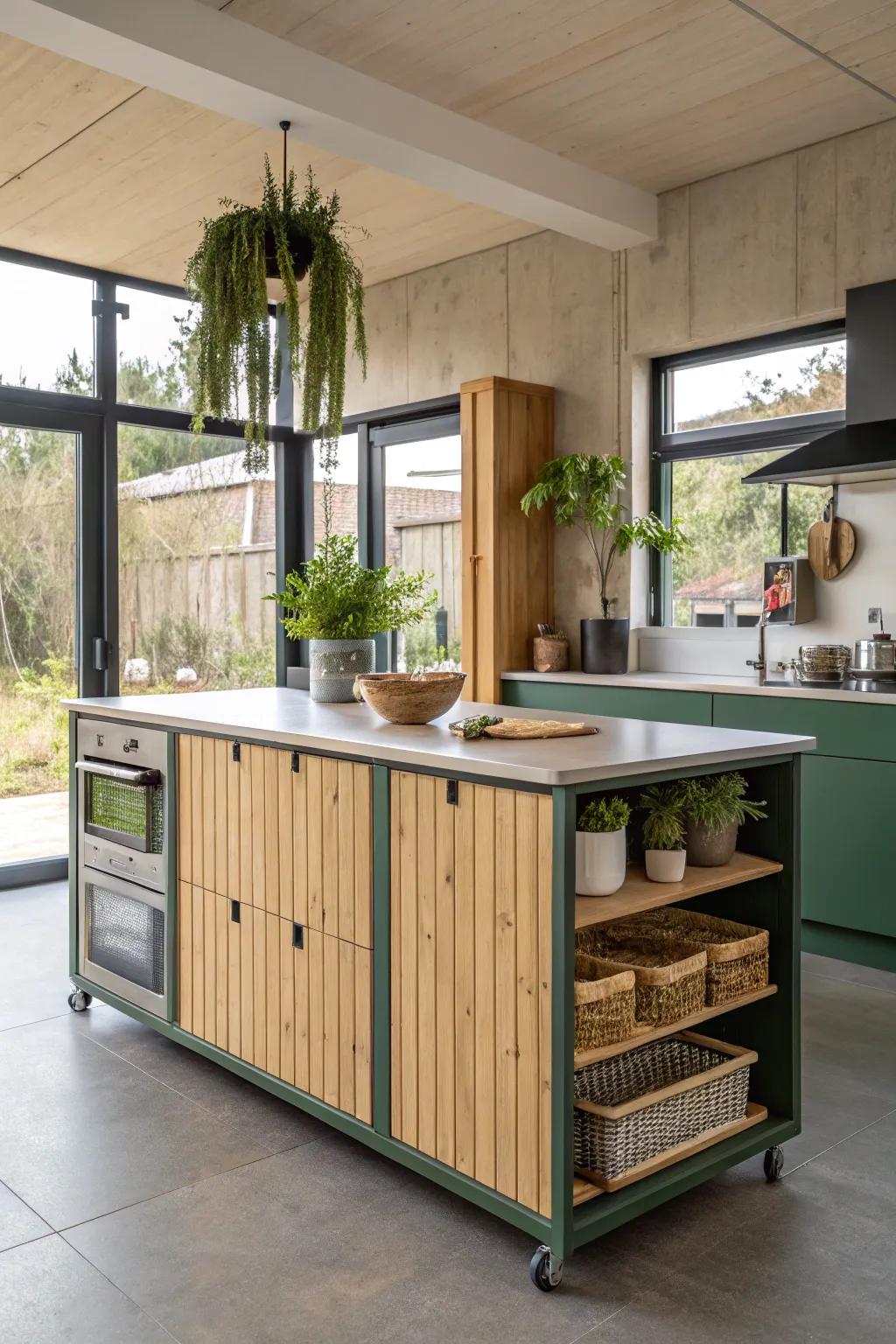 An environmentally friendly kitchen island