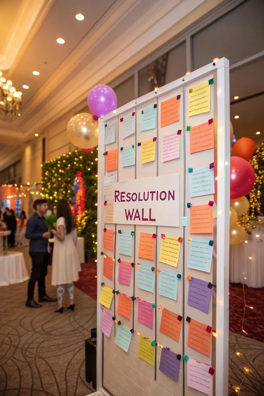 An interactive resolution wall encourages sharing and inspiration for the new year.