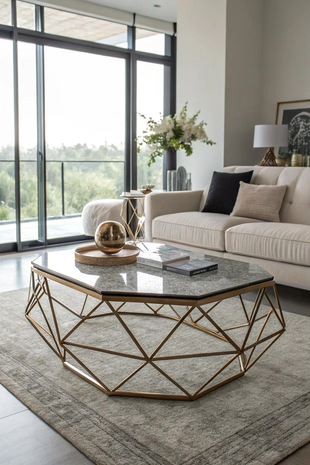 Geometric tables deliver bold style and visual intrigue.