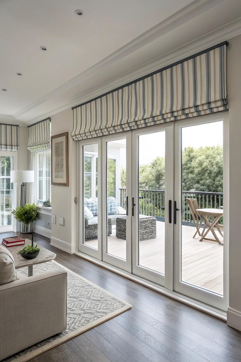 Striped valances offer a contemporary and stylish look.