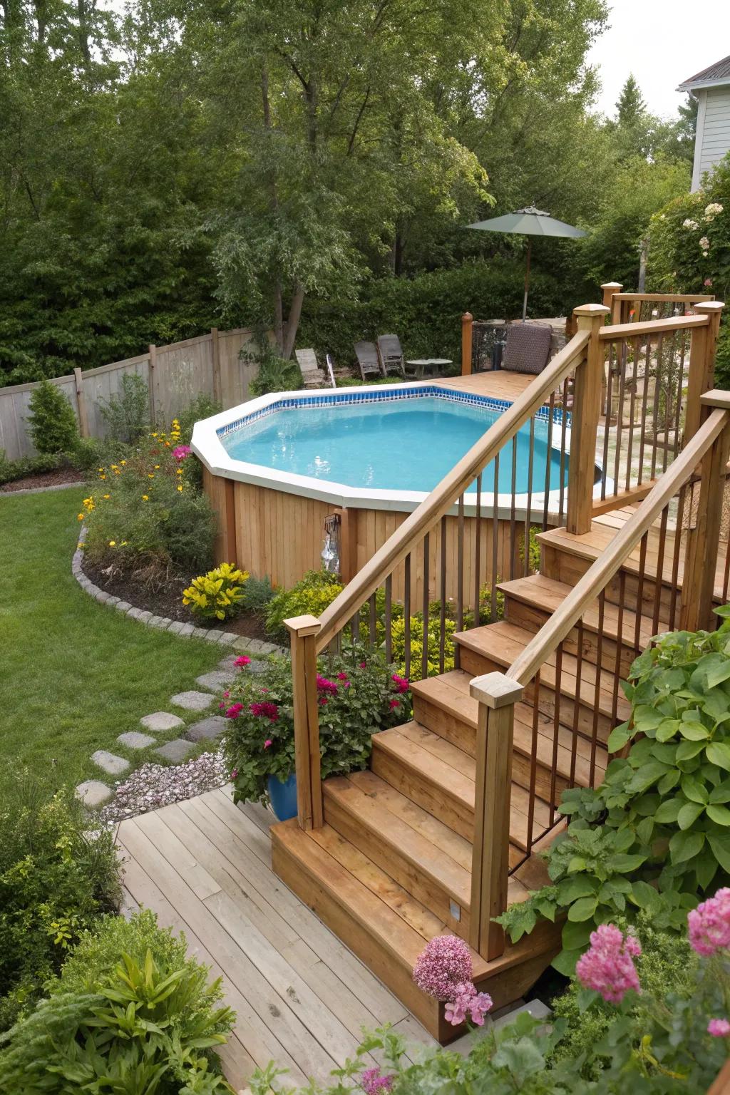 Steps and stairs add elegance and functionality to your pool area.