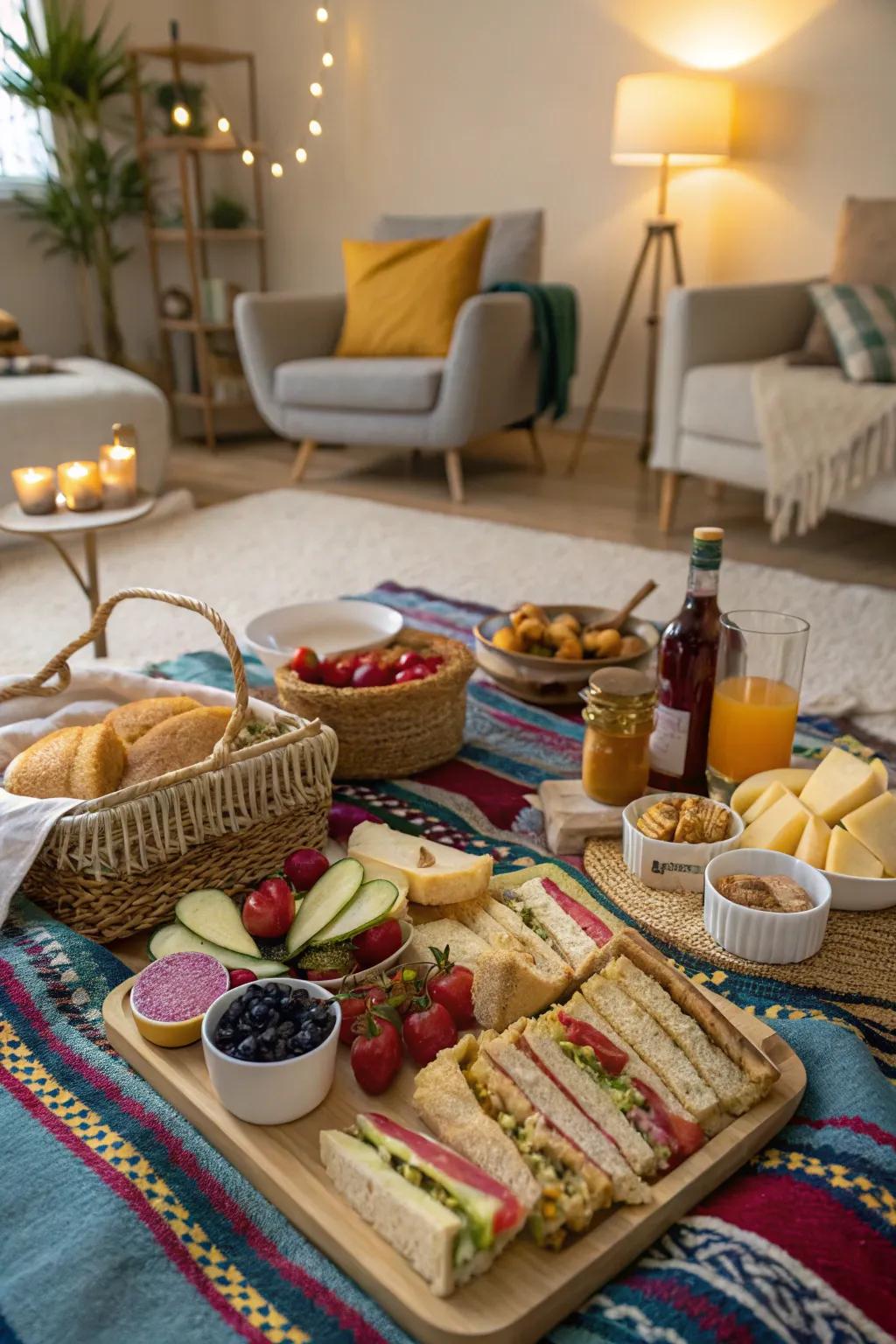 Bring the charm of the outdoors inside with a delightful indoor picnic.