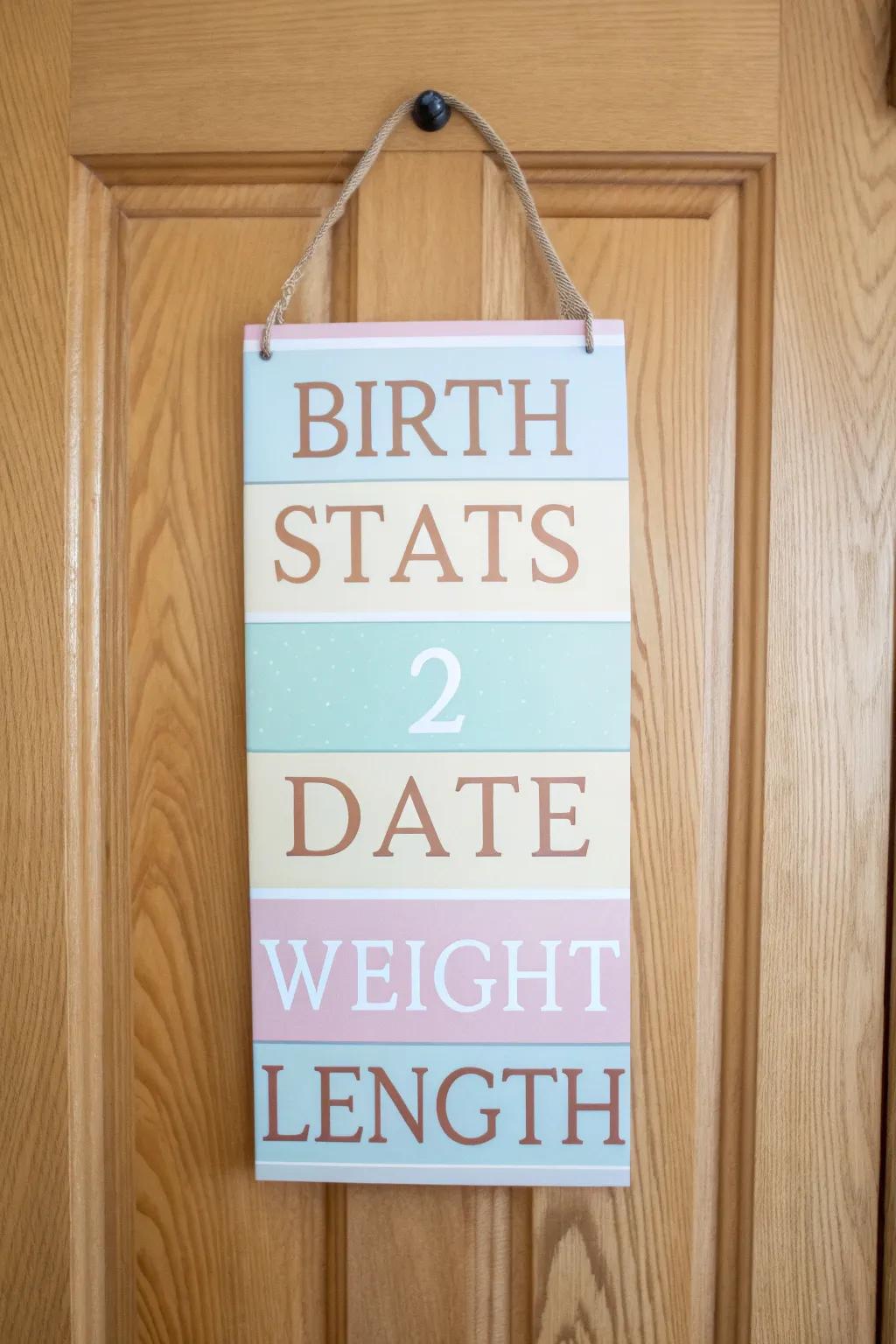 A detailed birth stats board capturing the special details of a newborn's arrival.