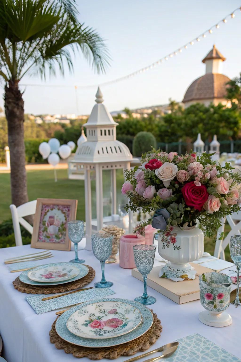 A themed dining display amplifies the festive atmosphere of your celebration.