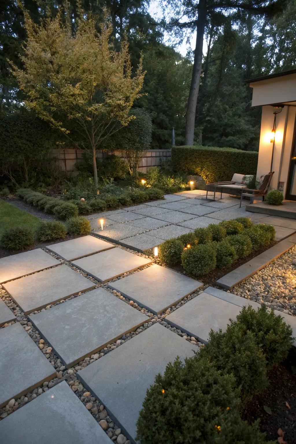 Unite pebbles with cement to produce an intriguing and functional layout.
