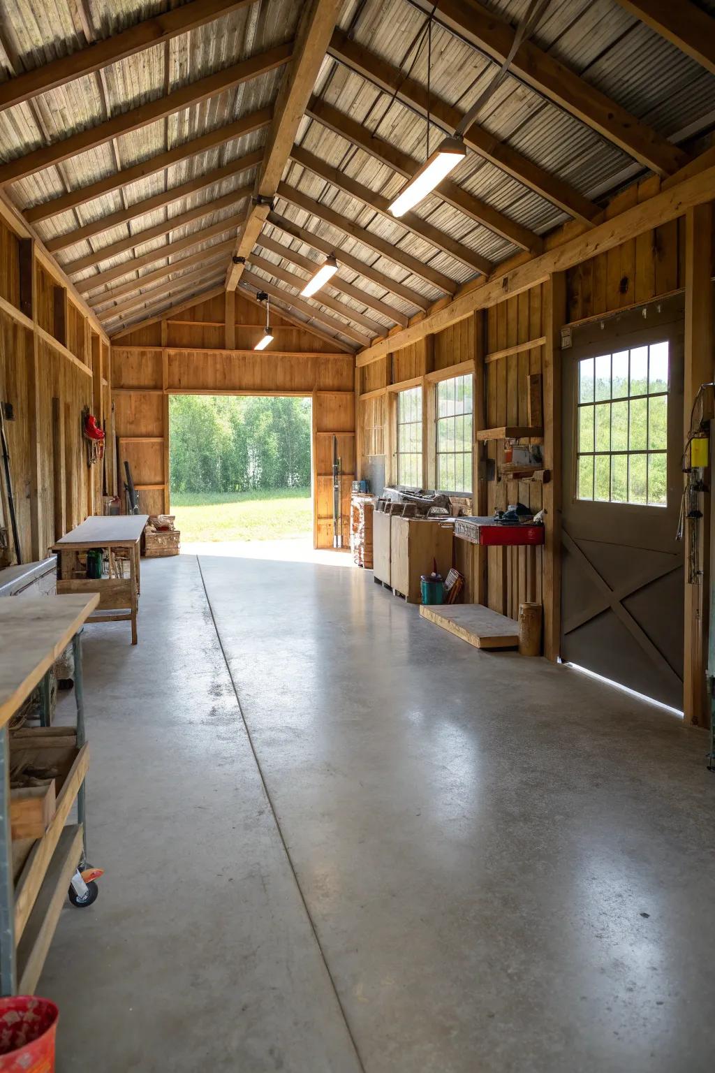 Concrete floors offer a modern and durable option for your barn.