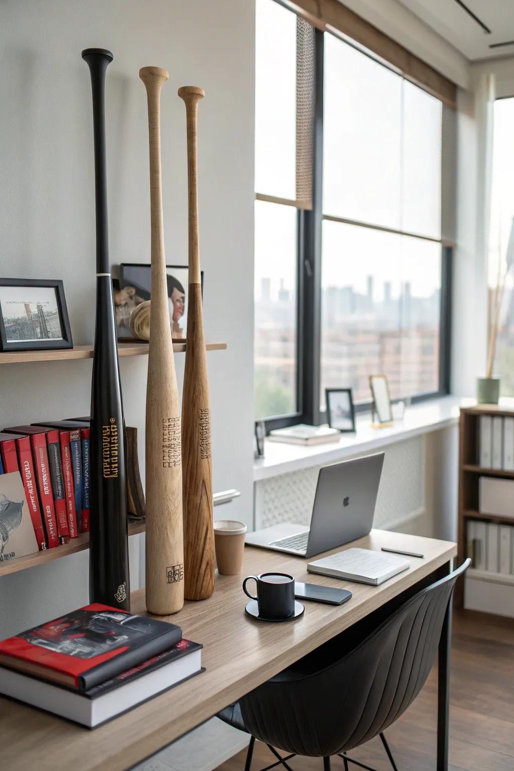 Bats make an eye-catching shelving unit.