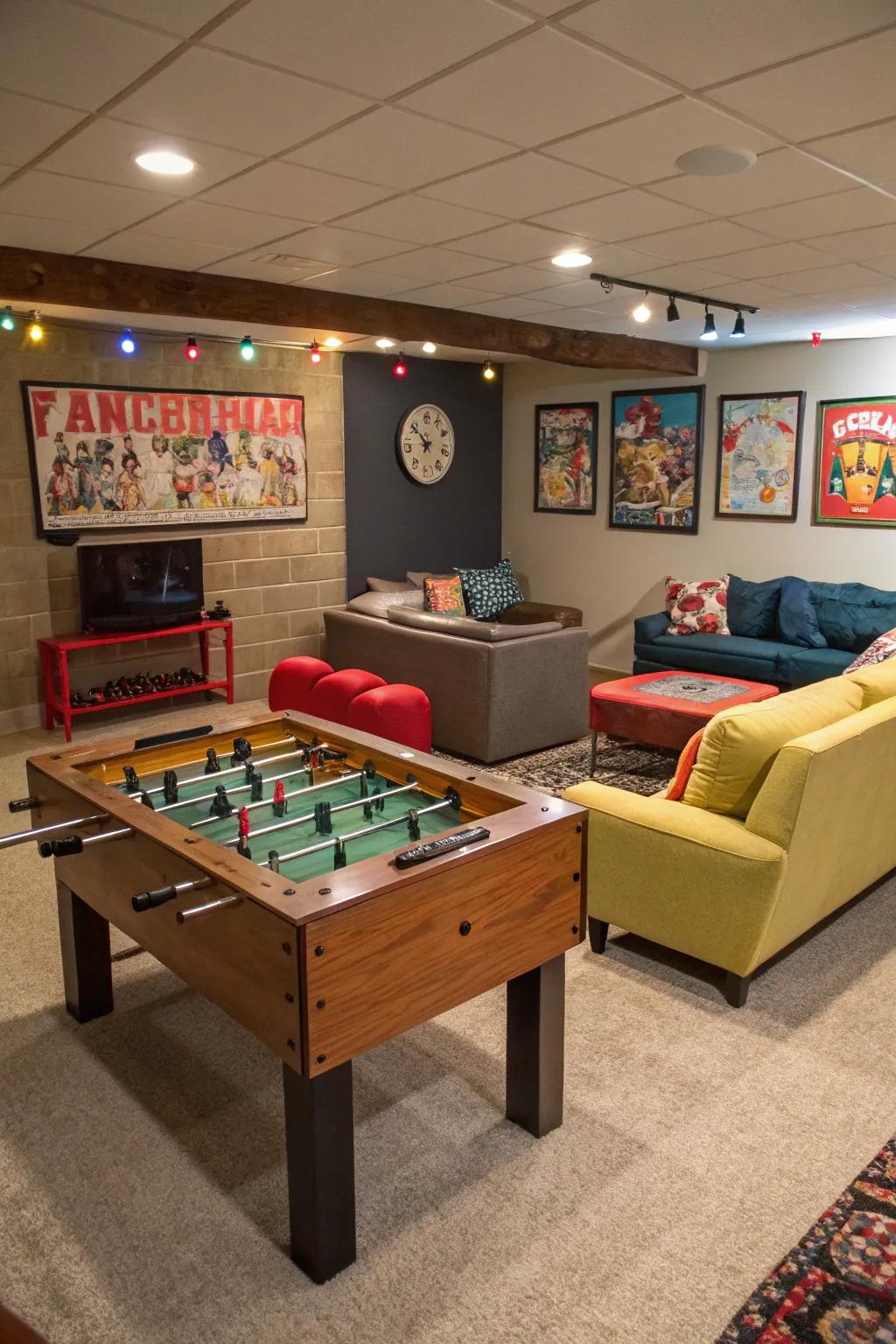 Bring a sense of play to your basement with a foosball table.