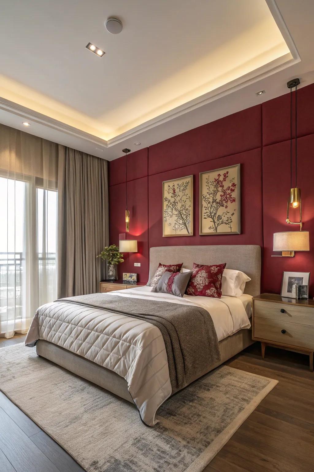 Your bedroom's main point of interest can be an accent wall.