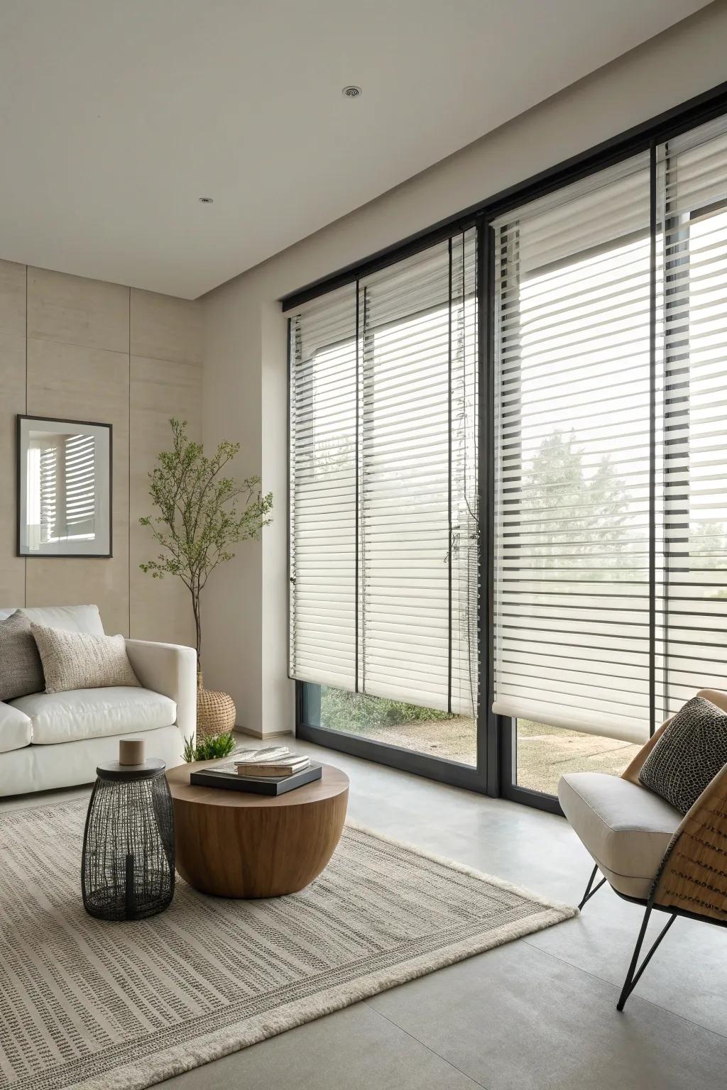 Sleek and simple blinds for a contemporary aesthetic.