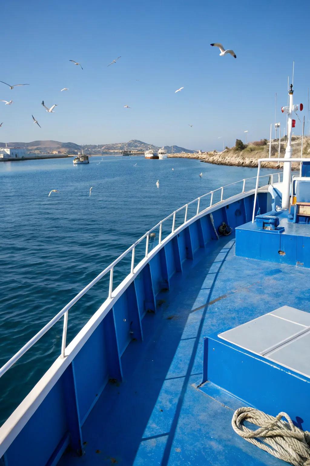Nautical blue adds a calm and fashionable touch.