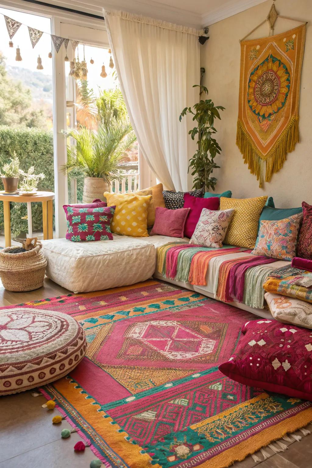 Color and patterns breathe life into your boho oasis.