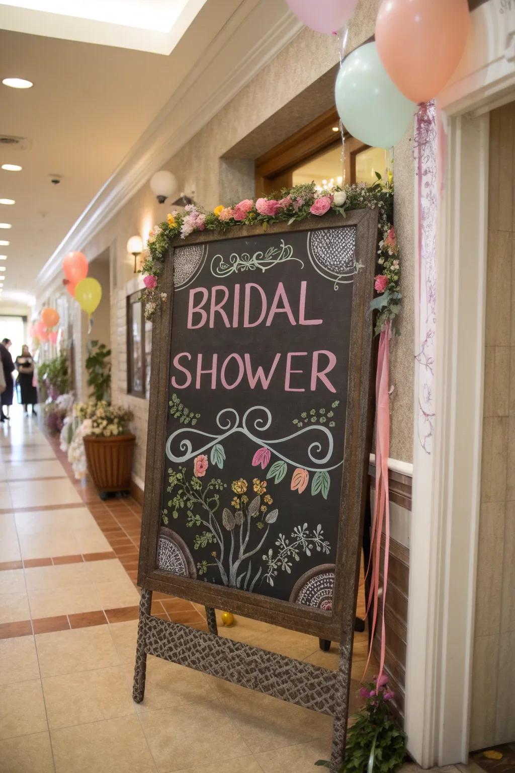 A masterfully crafted chalkboard sign offers a warm, personal welcome to each guest.