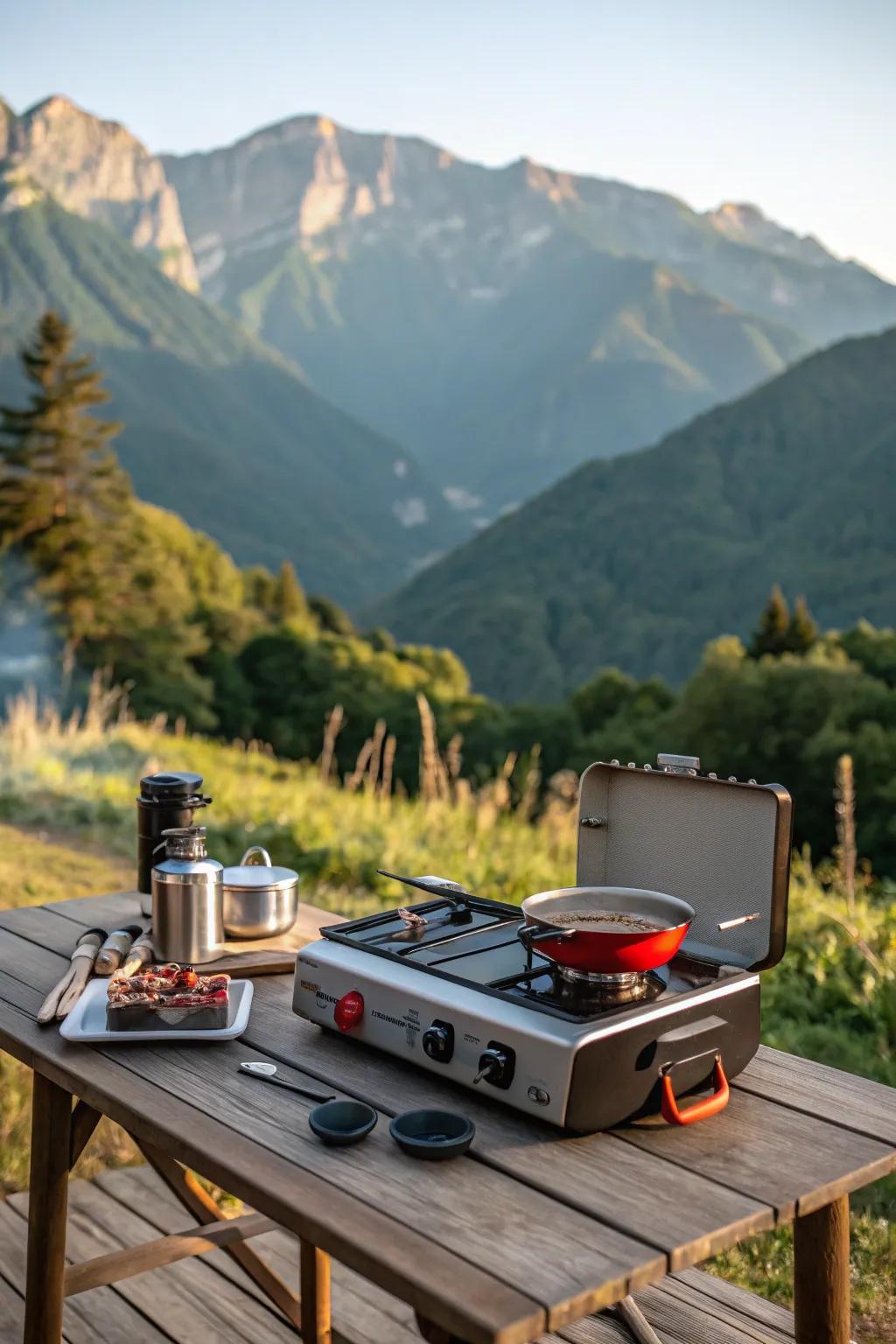 Efficient and portable cooking solutions for campers.