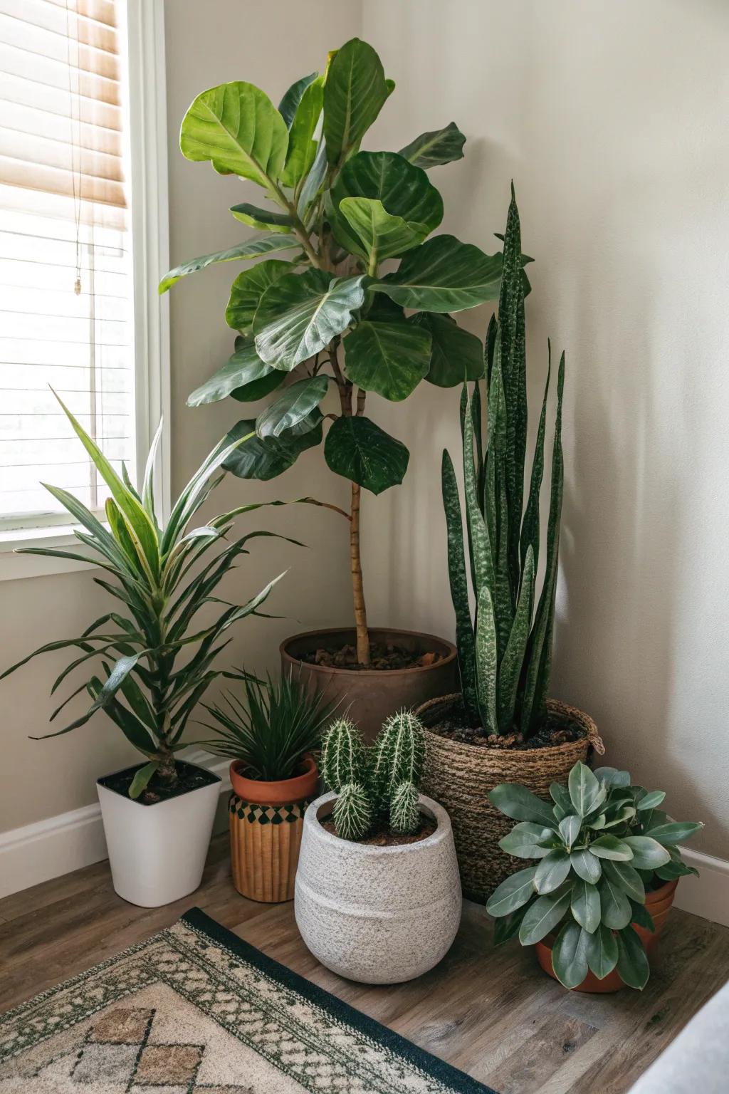 Lush greenery adding life to a chill room corner.