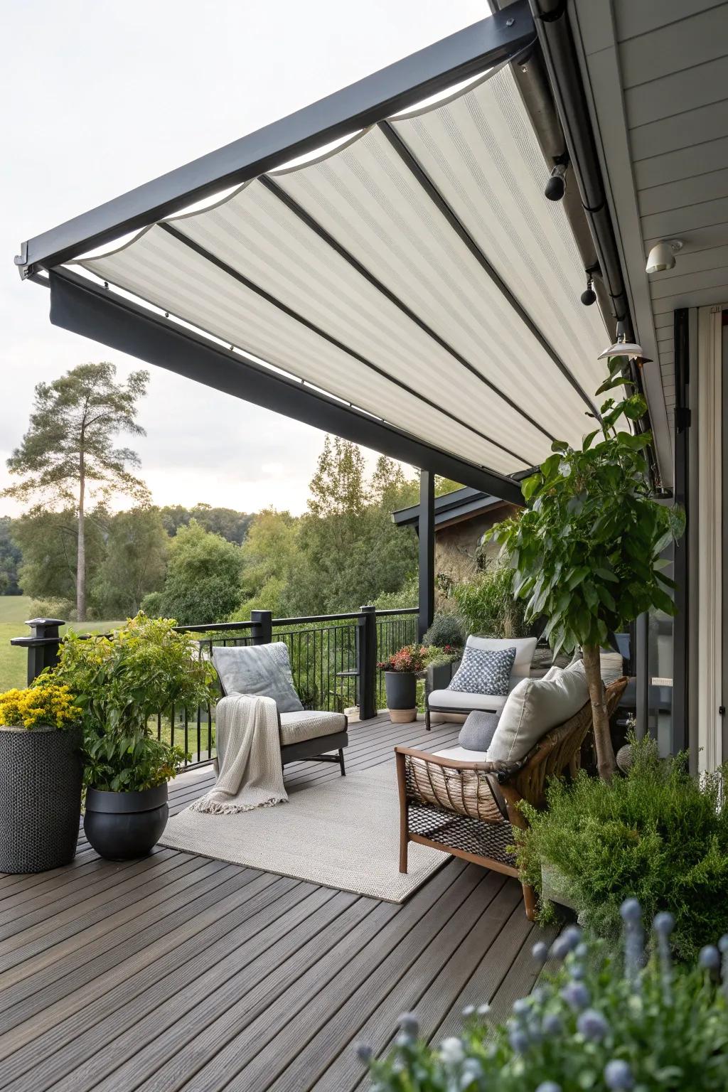 Retractable awnings offer flexible shade solutions for any occasion.