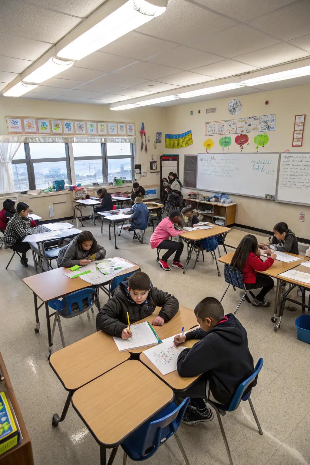 Open space layouts provide freedom and flexibility for dynamic classroom activities.