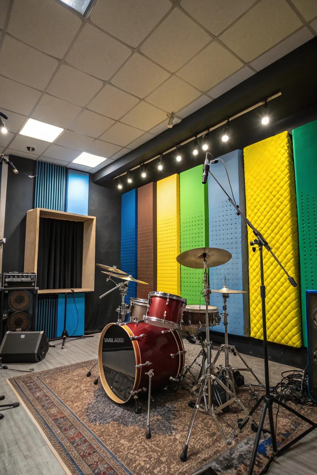 Soundproofing panels can be both functional and decorative.