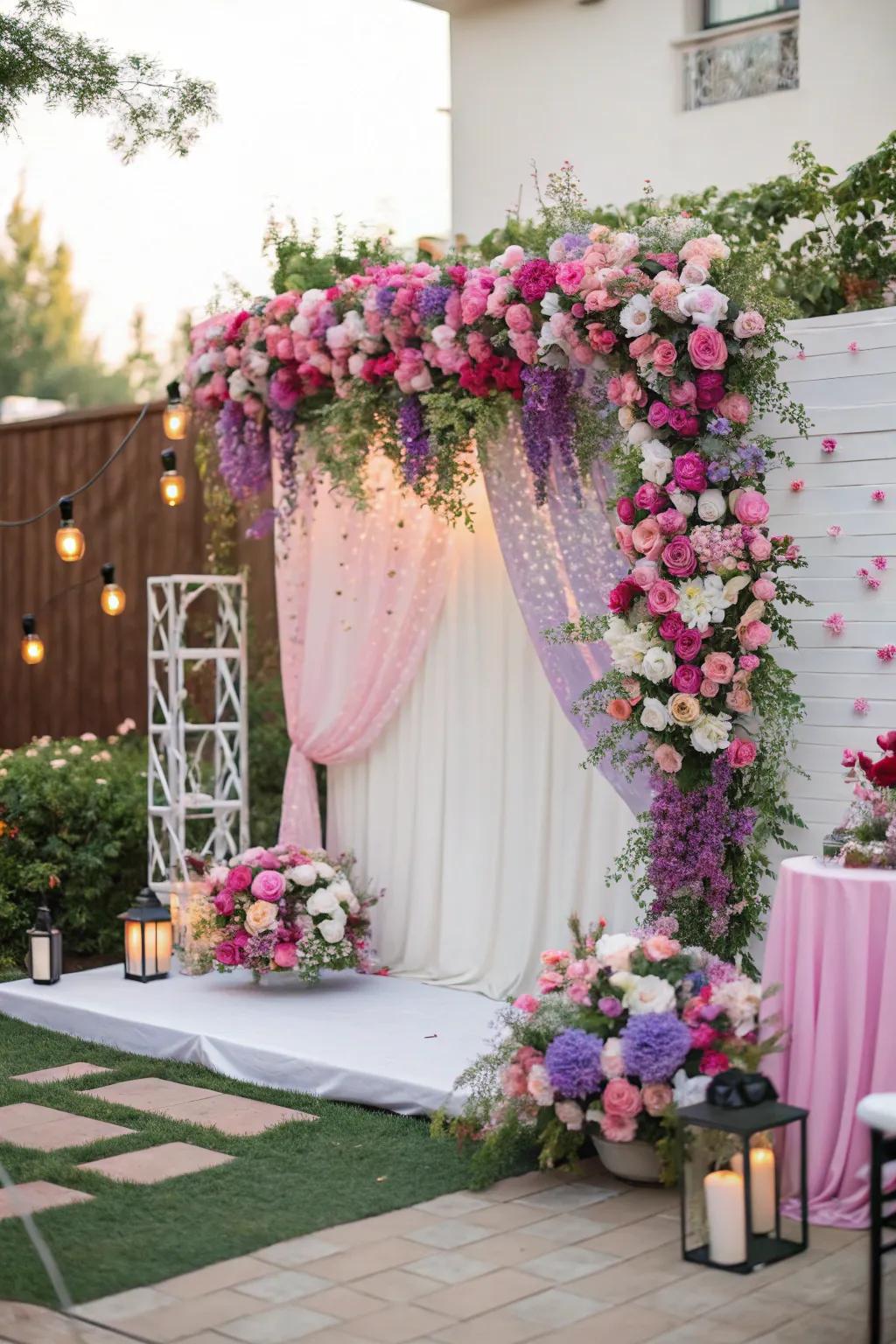 Flowers bring romance and vibrancy to your engagement party decor.