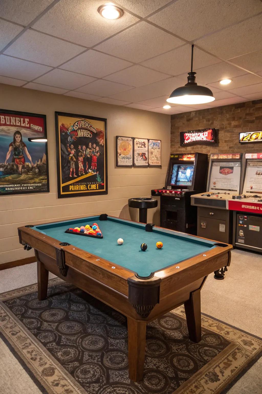 Relive the joy with a vintage-inspired game room arrangement.