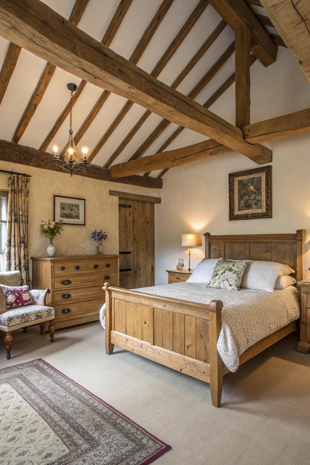 The welcoming atmosphere and distinct character are beautifully enhanced by rustic wooden features.