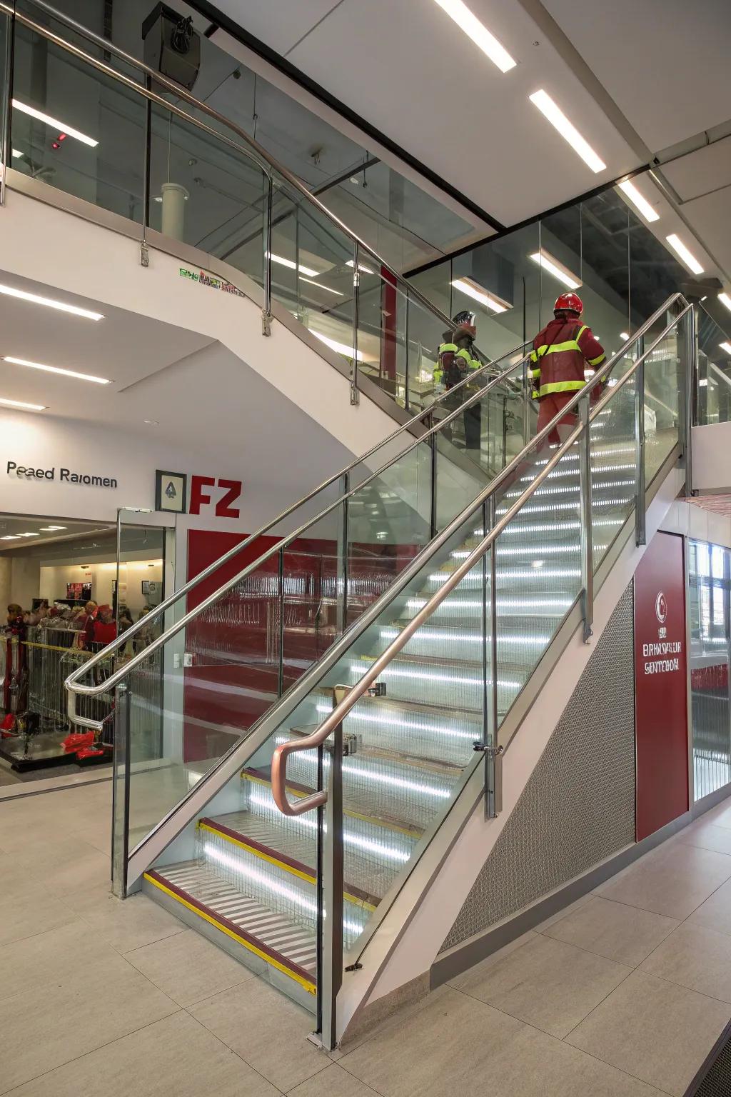 Bold and functional staircase design in a fire station.