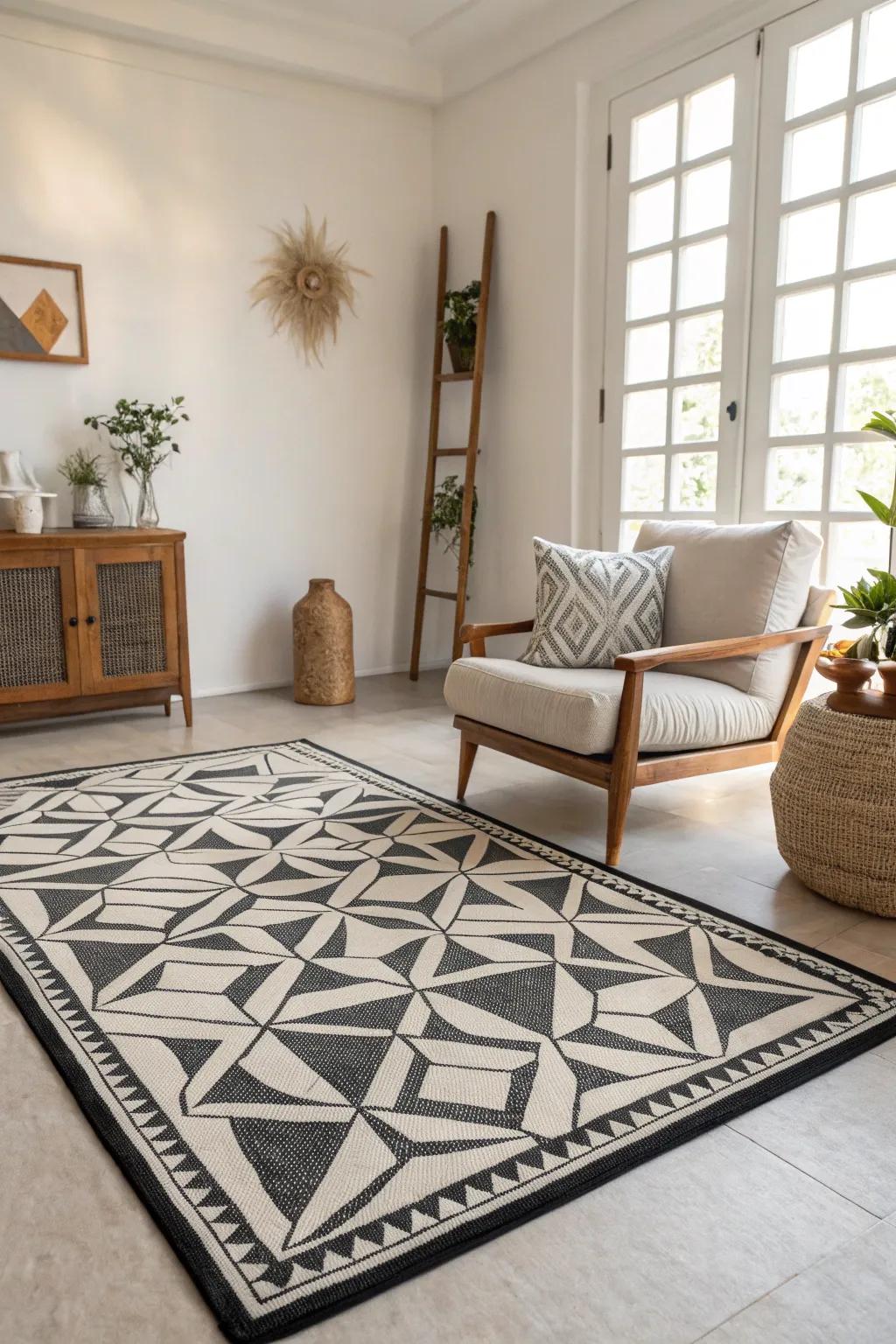 Geometric designs can transform a basic space into an engaging and spirited environment.