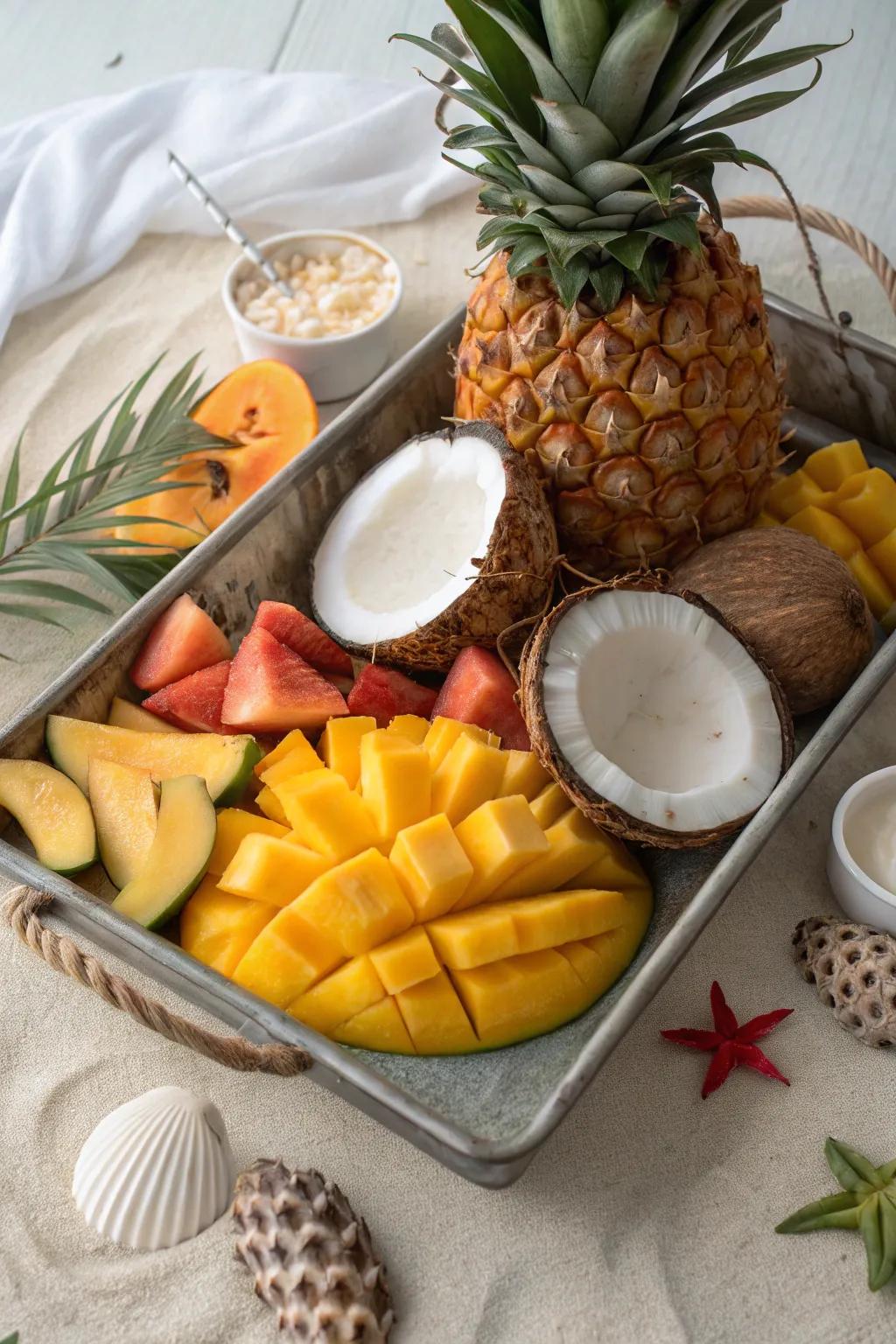 A fruit tray that brings the taste of the tropics to your table.