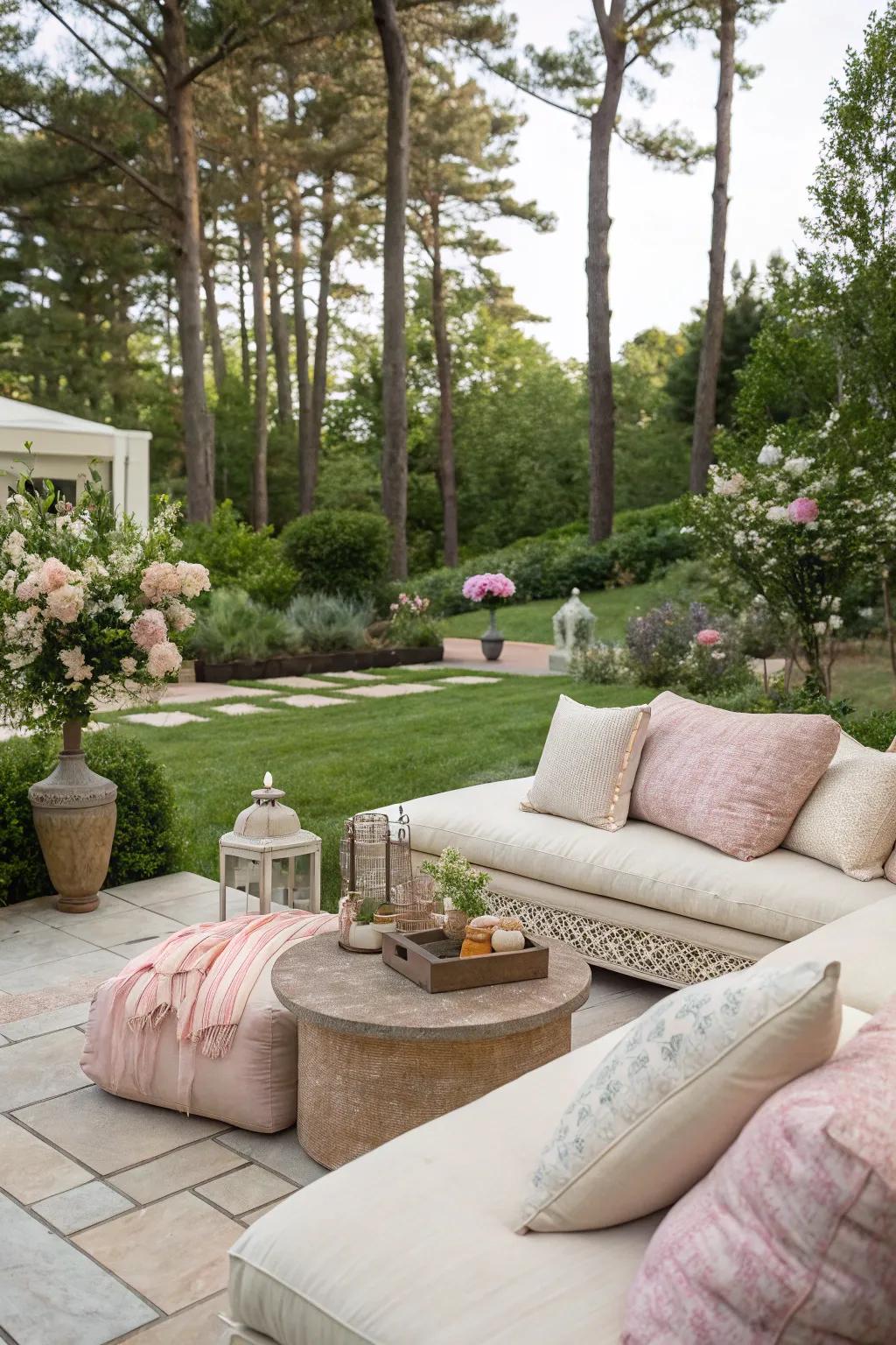 Inviting outdoor lounges introduce comfort and panache to your Hamptons-inspired backyard.