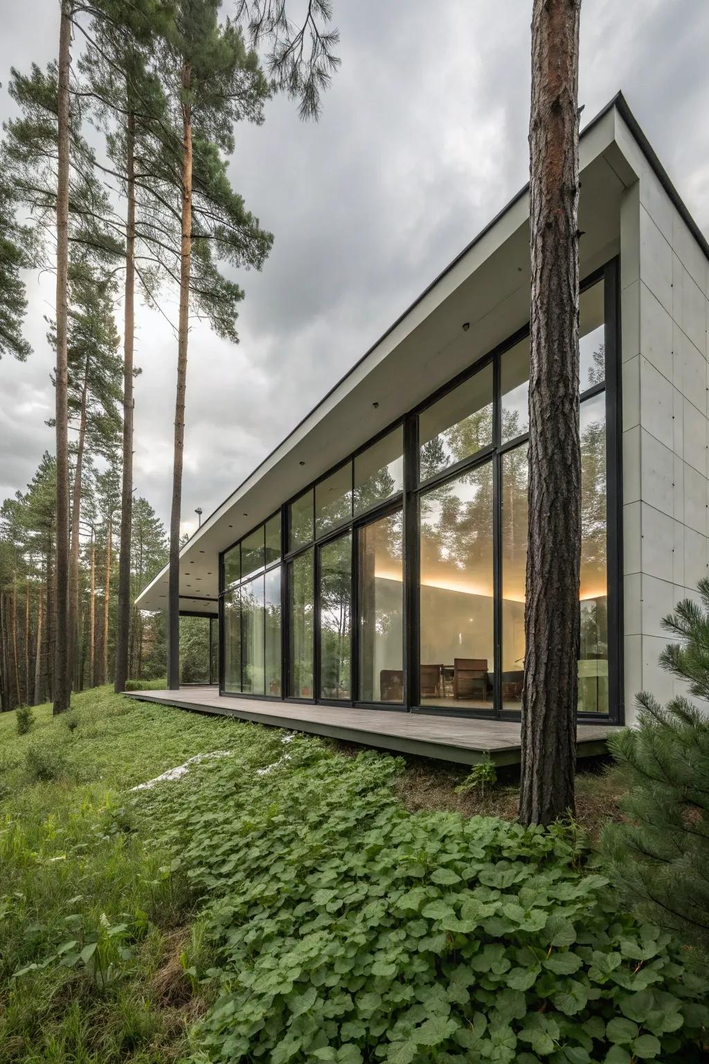 Modern architecture meets the tranquility of the woods.