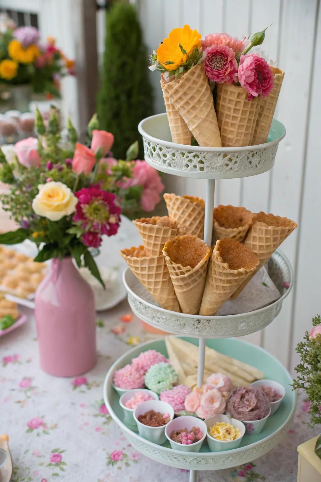 Tiered stands make cone selection a delight.