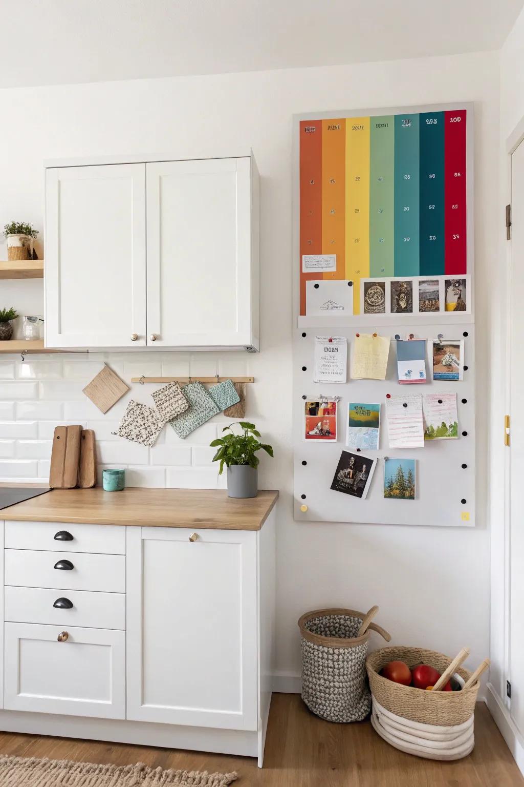 Add a splash of color with a chic magnetic board.