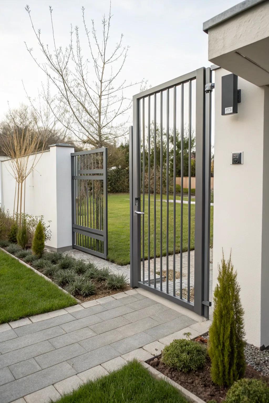 An up-to-date metallic lath entrance that oozes elegance and flair.