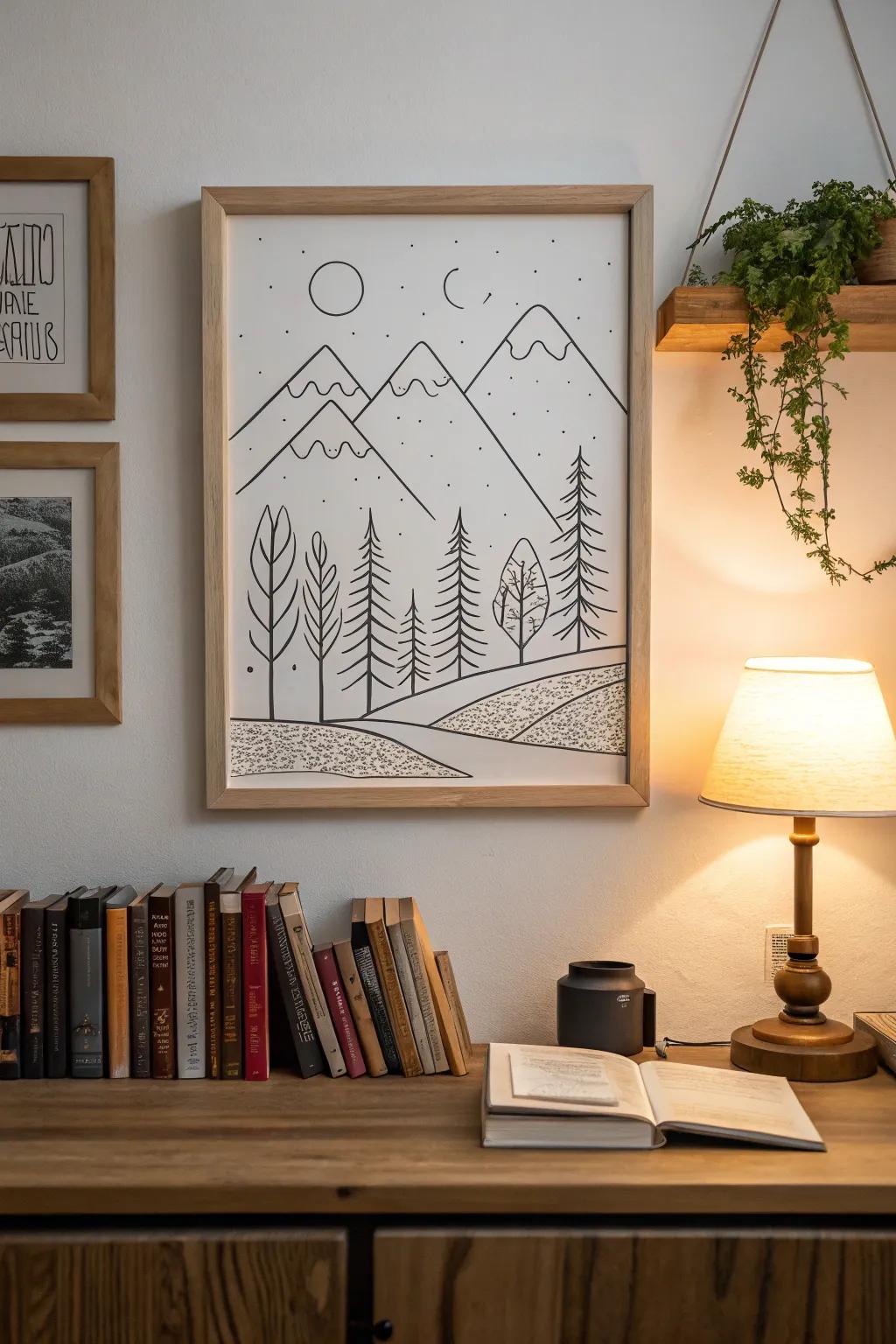 Bring the outdoors in with minimalist line landscapes.