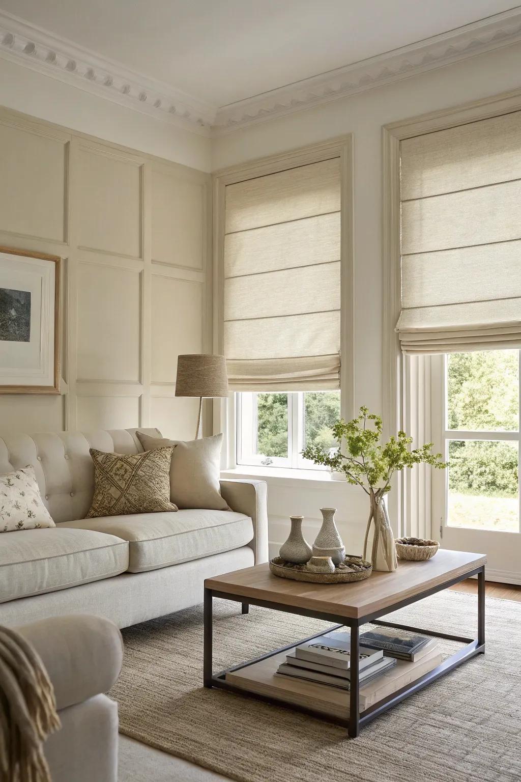 Roman shades bring a refined touch to any room.