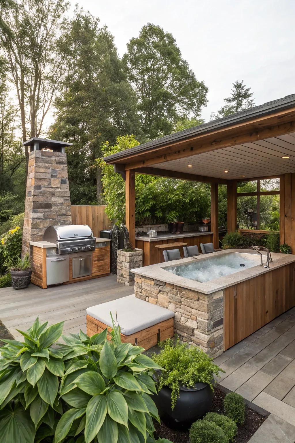 Natural materials can add warmth and texture to your outdoor space.