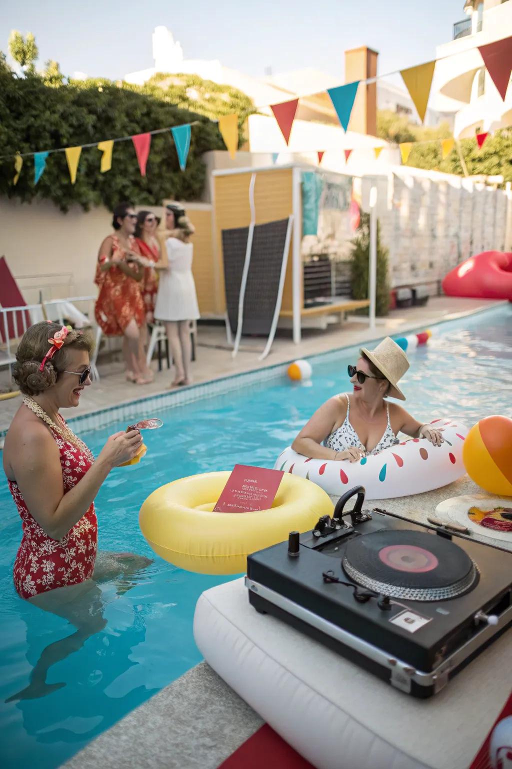 Make a splash by journeying back in time with a retro pool party.