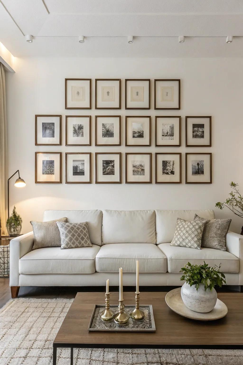 Symmetrical frame arrangement providing a balanced look.