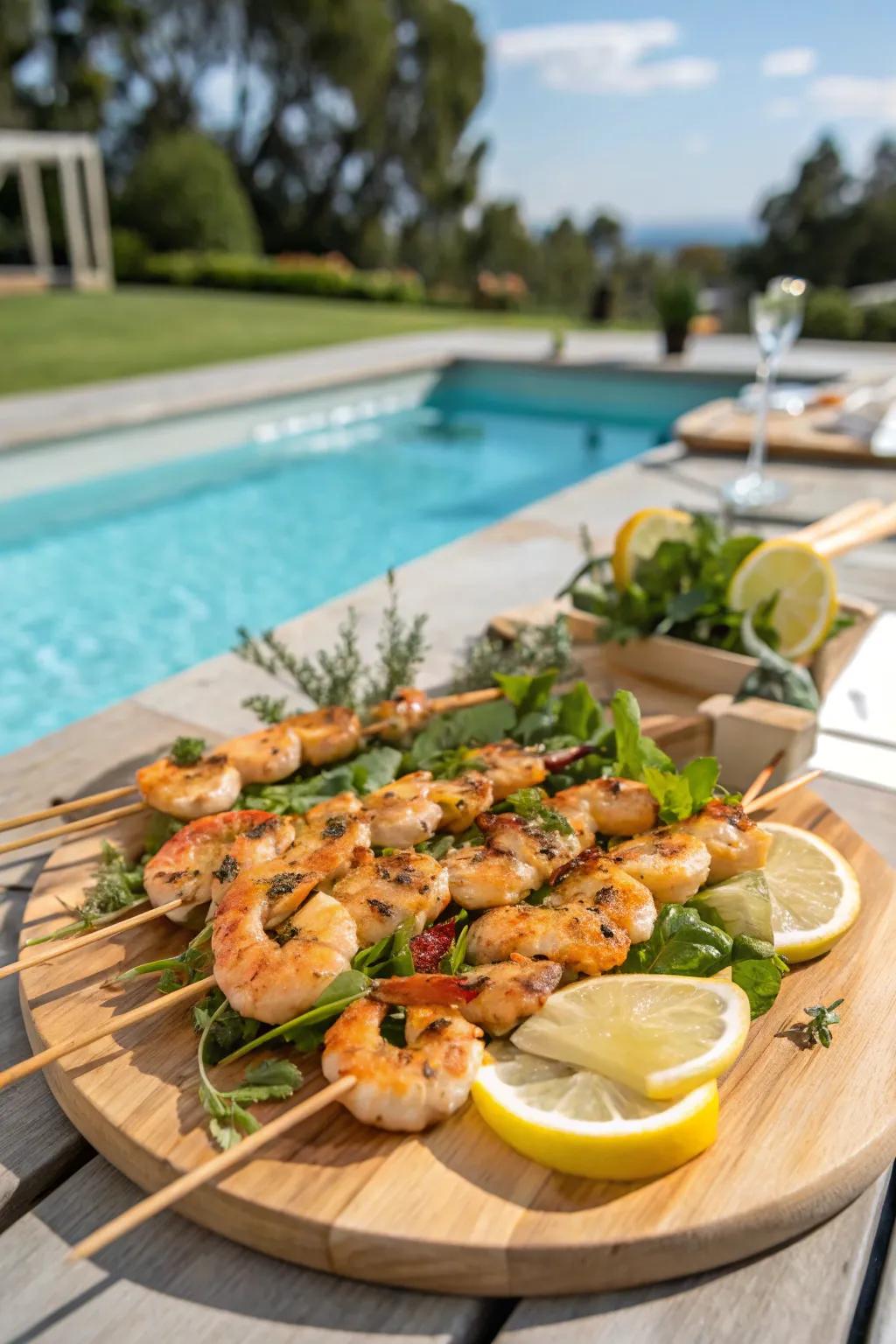 Savor the flavors of grilled shrimp skewers with a citrusy kick.