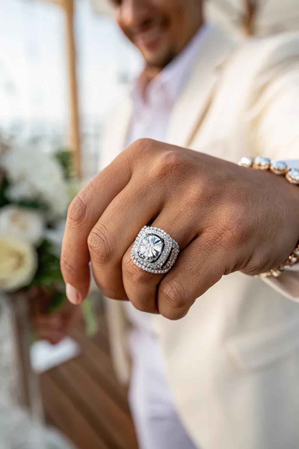 A Bold Thumb Ring Commanding Attention