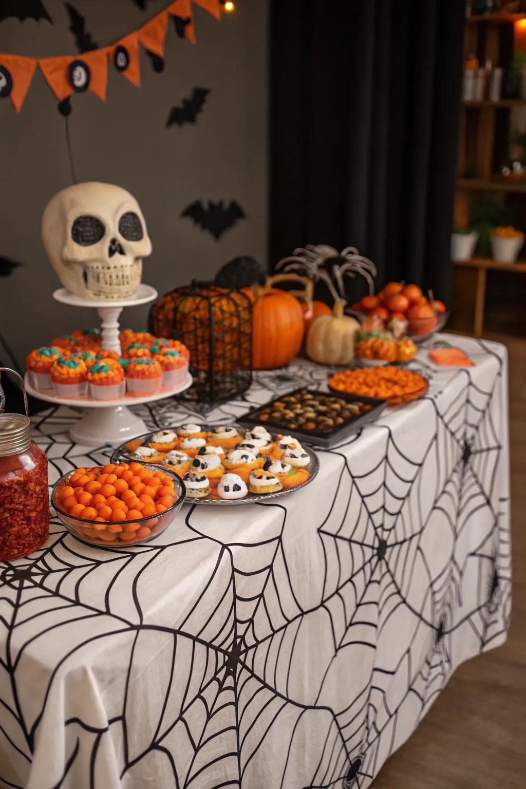 A cloth that weaves a web of Halloween mystery.