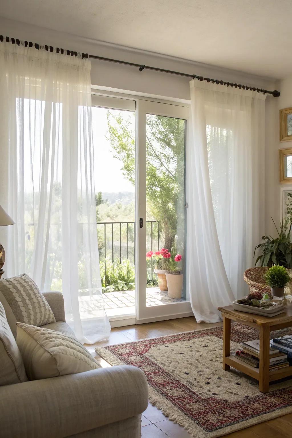 Sheer panels give a bright and airy refinement.