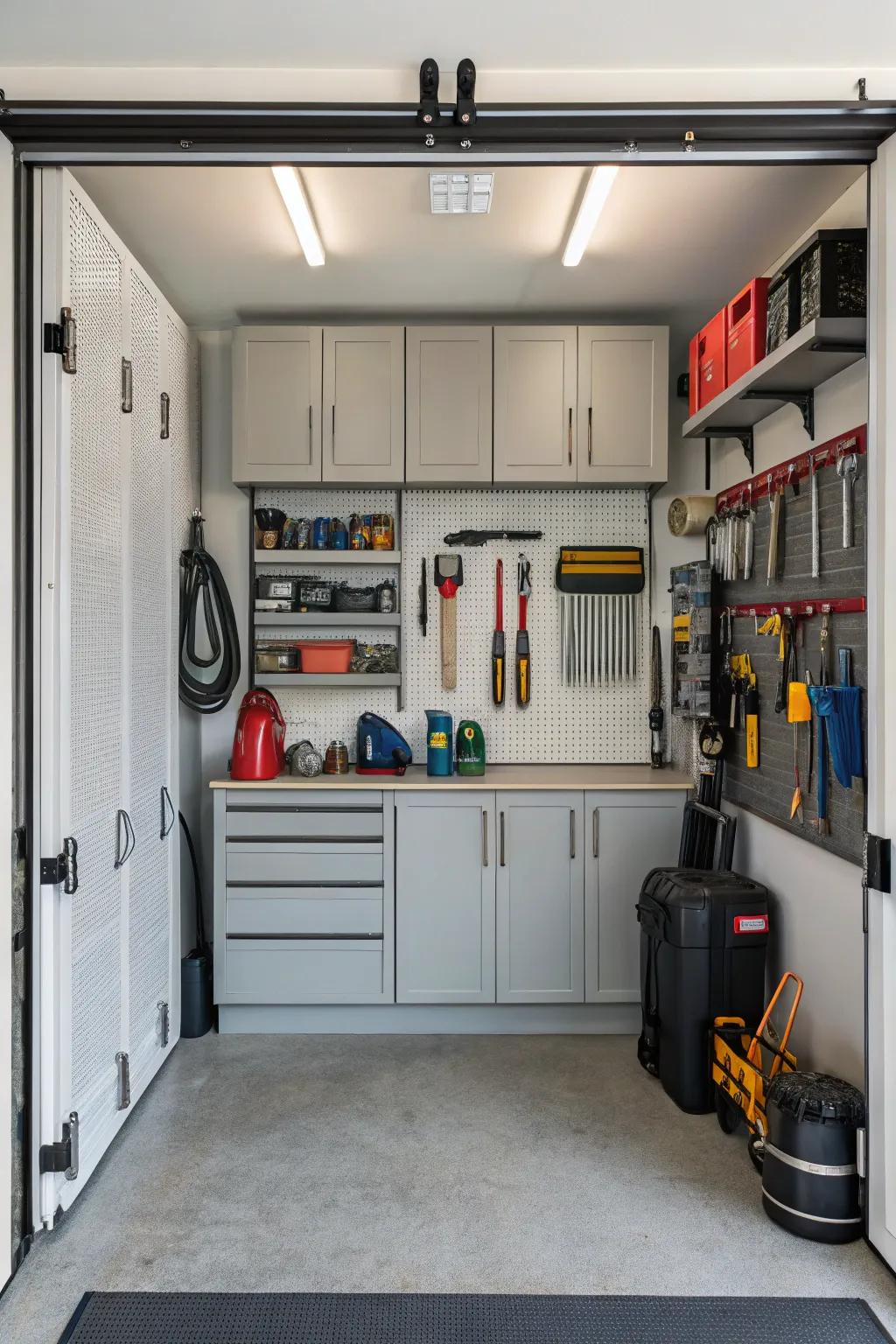 Smart storage solutions can make even the smallest garage feel organized and spacious.