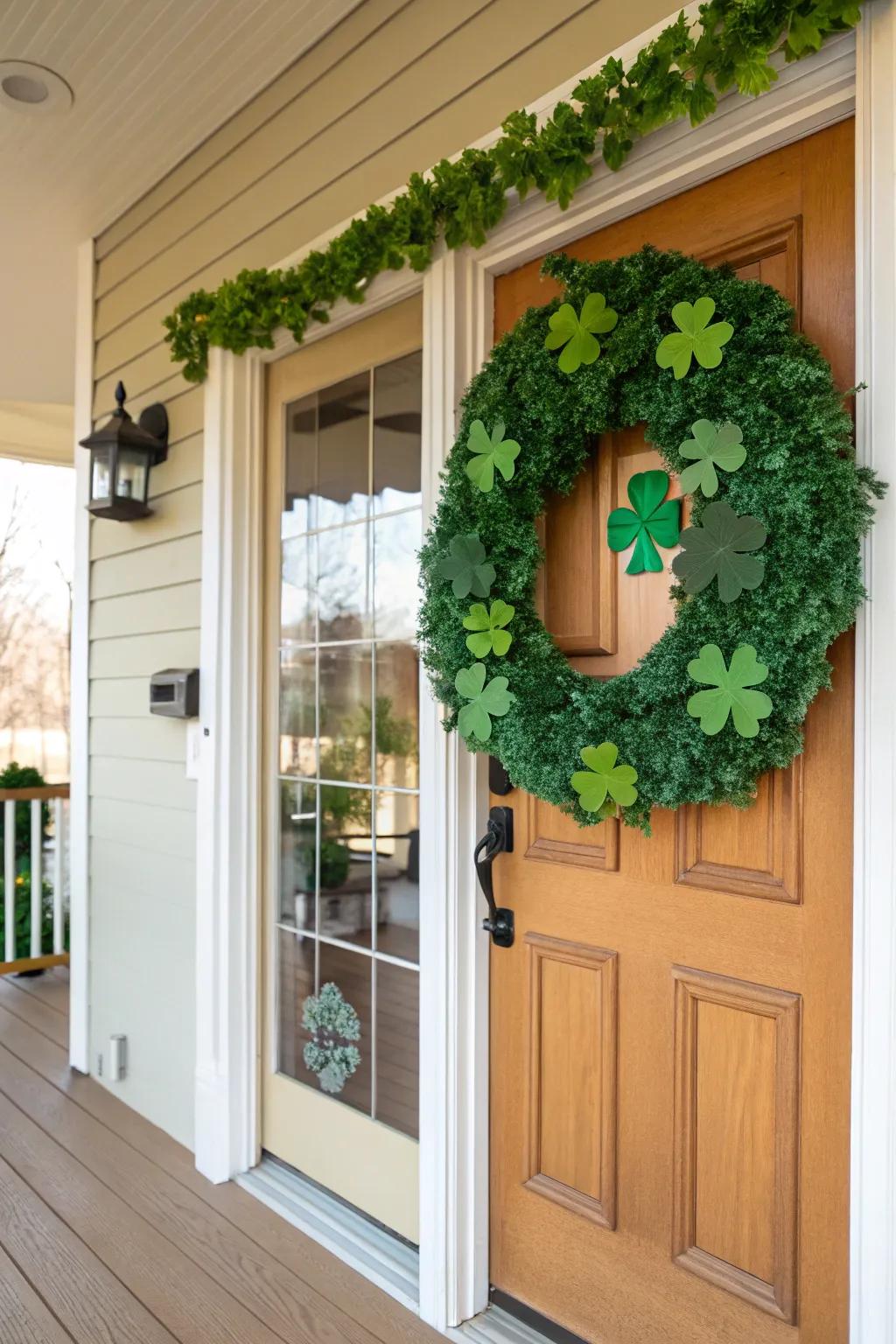 Greet guests with a charming shamrock wreath.