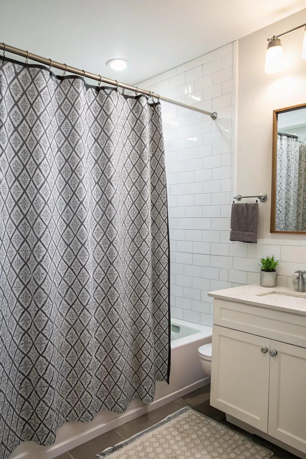 Personalize your bathroom with a custom-made shower curtain.