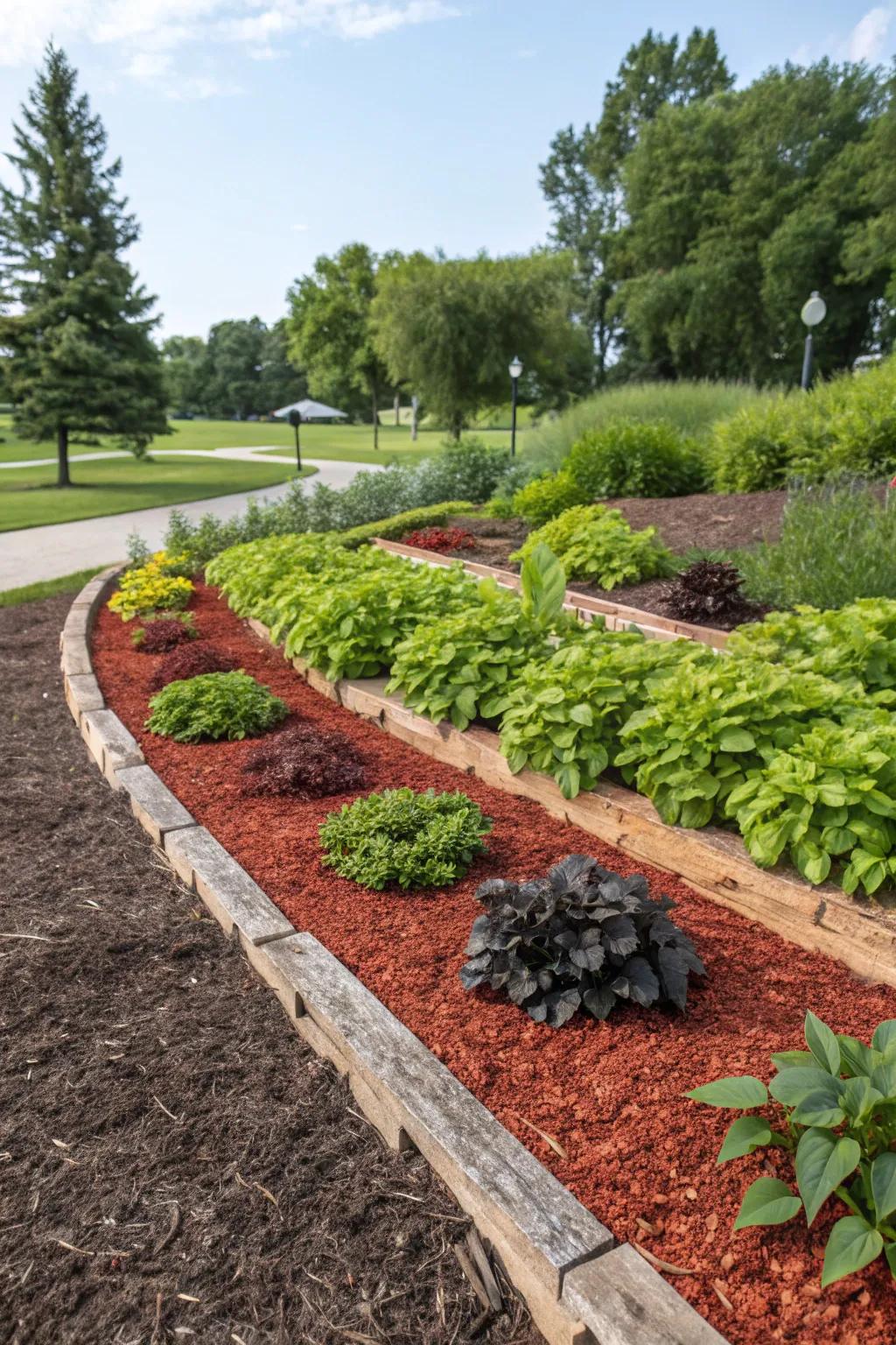 Enhance your garden's appeal with colorful mulch beds.