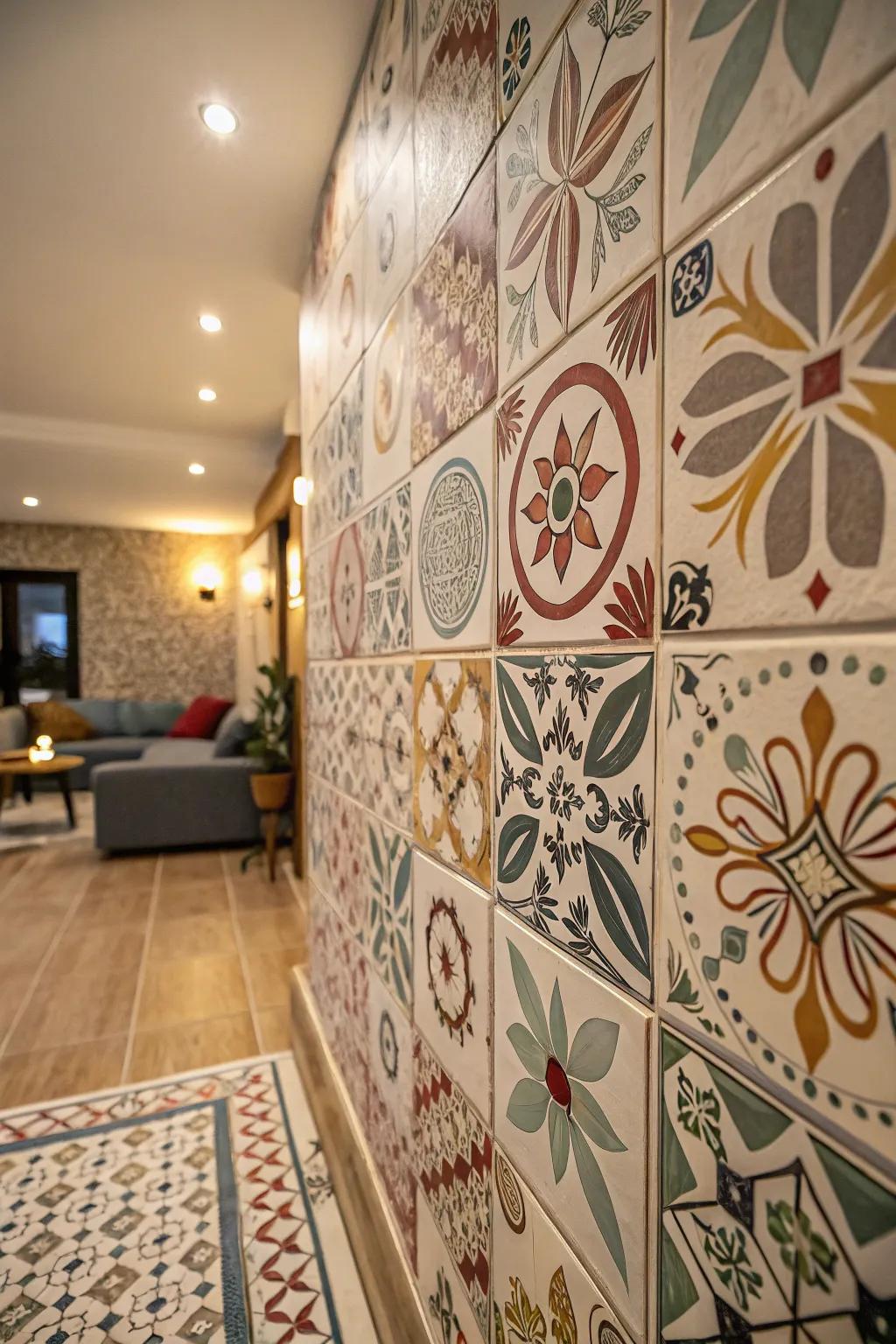 Add artistic flair with patterned tiles.