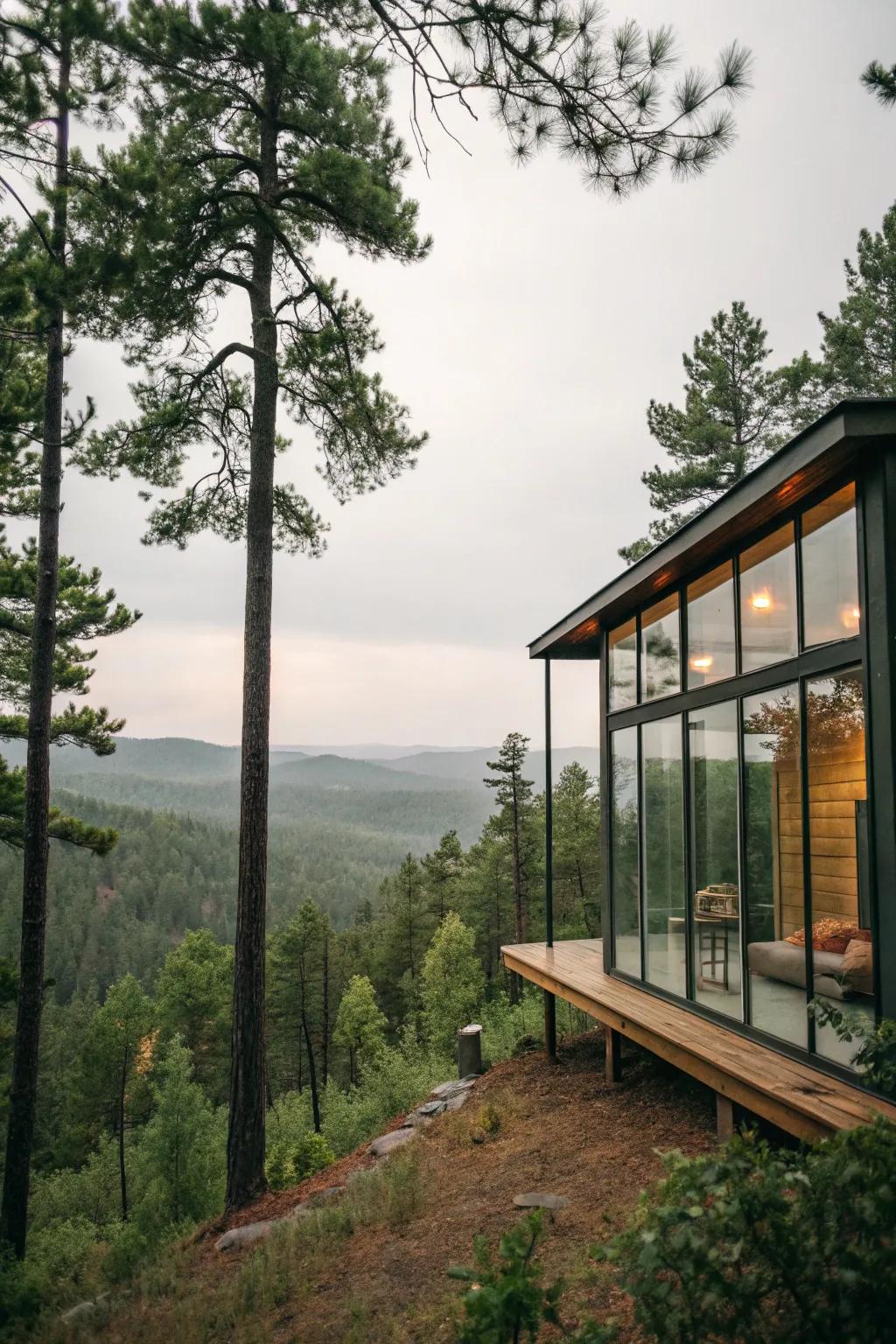 Create a seamless connection with nature through large windows.