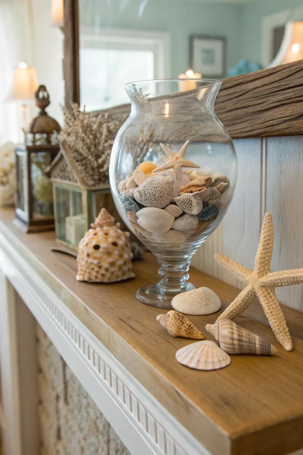 Add a touch of the seaside with seashells as vase fillers.